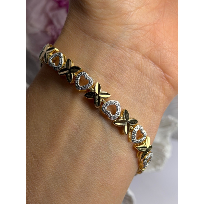 925 Sterling Silver Gold Plated Heart Bracelet Length 7.5