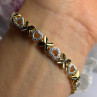 925 Sterling Silver Gold Plated Heart Bracelet Length 7.5