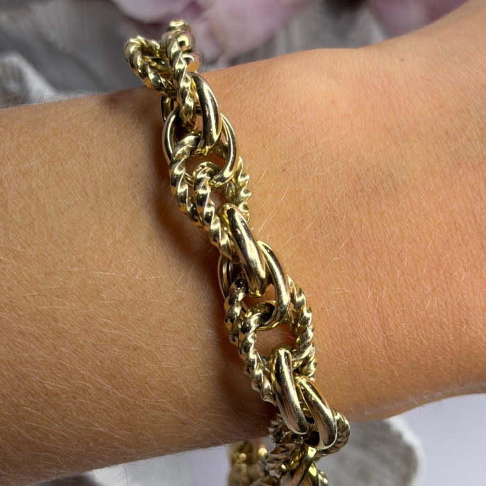 Italy 925 Sterling Silver Gold Plated Bracelet Length 8