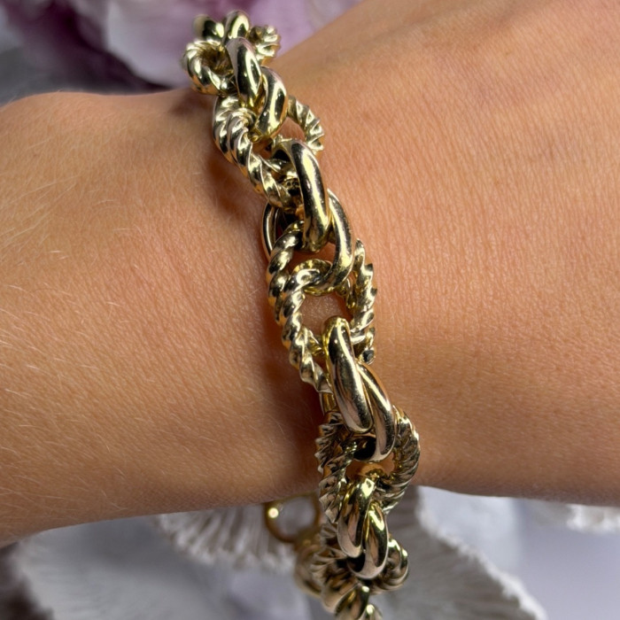Italy 925 Sterling Silver Gold Plated Bracelet Length 8