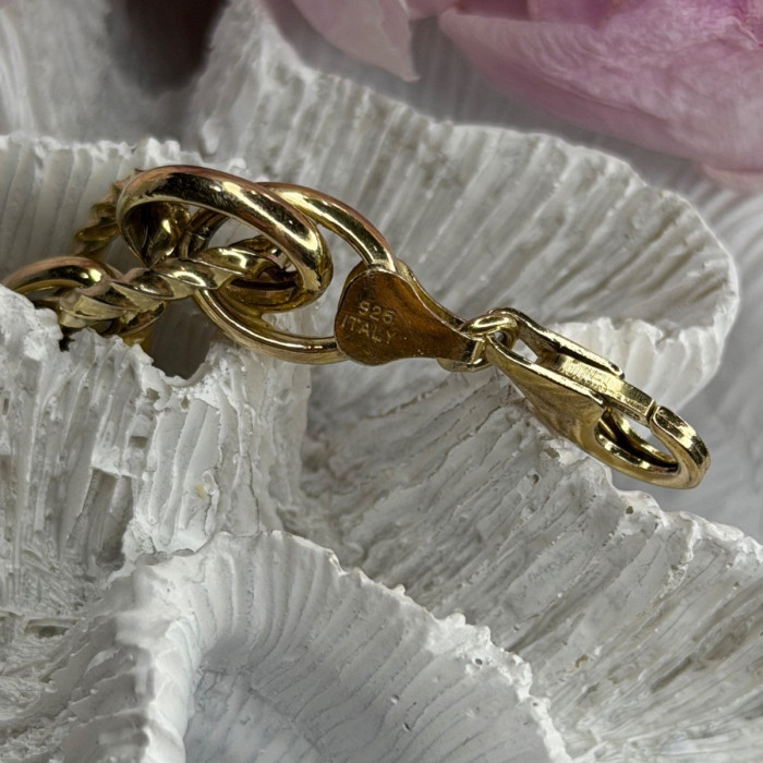 Italy 925 Sterling Silver Gold Plated Bracelet Length 8