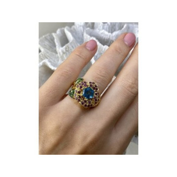 925 Sterling Silver Gold Plated Topaz, Peridot & Spinel 