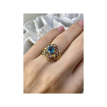 925 Sterling Silver Gold Plated Topaz, Peridot & Spinel 