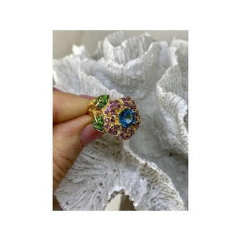 925 Sterling Silver Gold Plated Topaz, Peridot & Spinel 