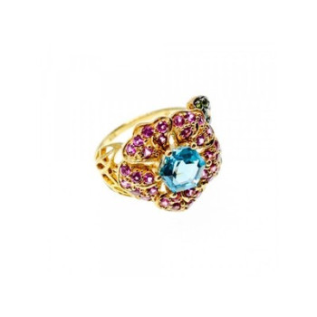 925 Sterling Silver Gold Plated Topaz, Peridot & Spinel 