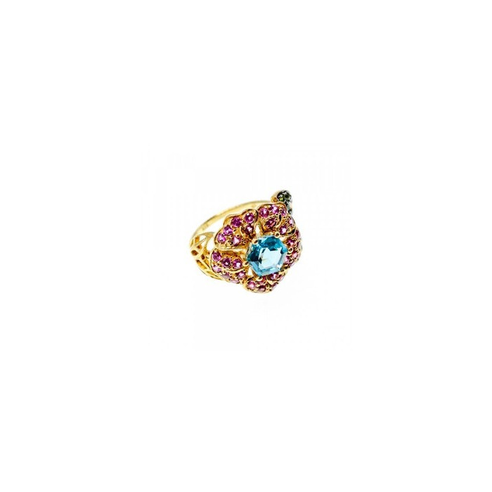 925 Sterling Silver Gold Plated Topaz, Peridot & Spinel 