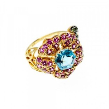925 Sterling Silver Gold Plated Topaz, Peridot & Spinel 