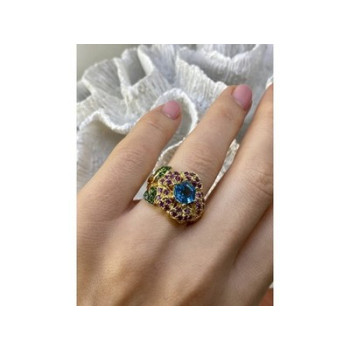 925 Sterling Silver Gold Plated Topaz, Peridot & Spinel 