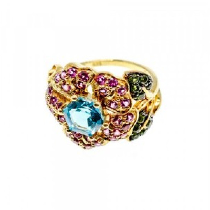 925 Sterling Silver Gold Plated Topaz, Peridot & Spinel 