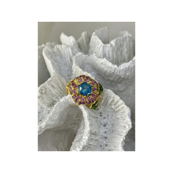 925 Sterling Silver Gold Plated Topaz, Peridot & Spinel 