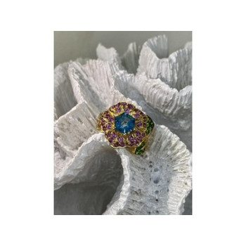 925 Sterling Silver Gold Plated Topaz, Peridot & Spinel 