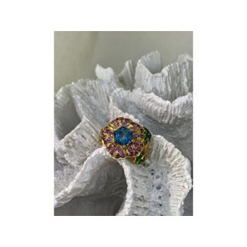 925 Sterling Silver Gold Plated Topaz, Peridot & Spinel 