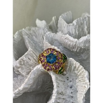 925 Sterling Silver Gold Plated Topaz, Peridot & Spinel 
