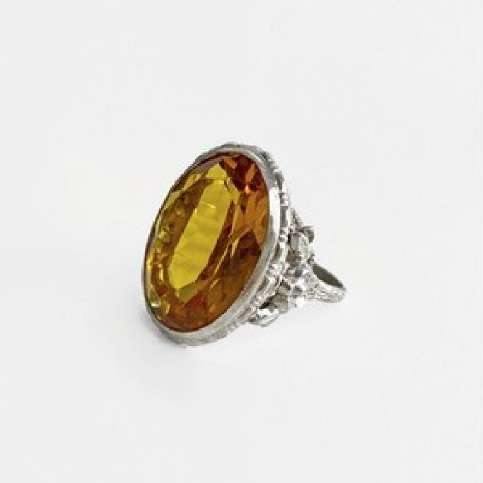 925 Sterling Silver Jewelry Glass Ring Size 6.5