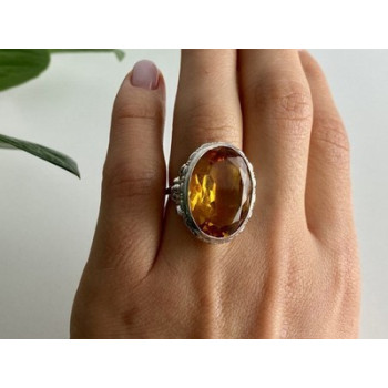 925 Sterling Silver Jewelry glass Ring Size 6.5