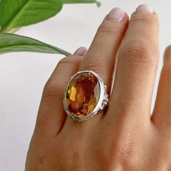 925 Sterling Silver Jewelry Glass Ring Size 6.5