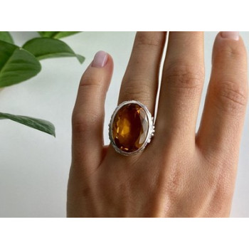 925 Sterling Silver Jewelry glass Ring Size 6.5