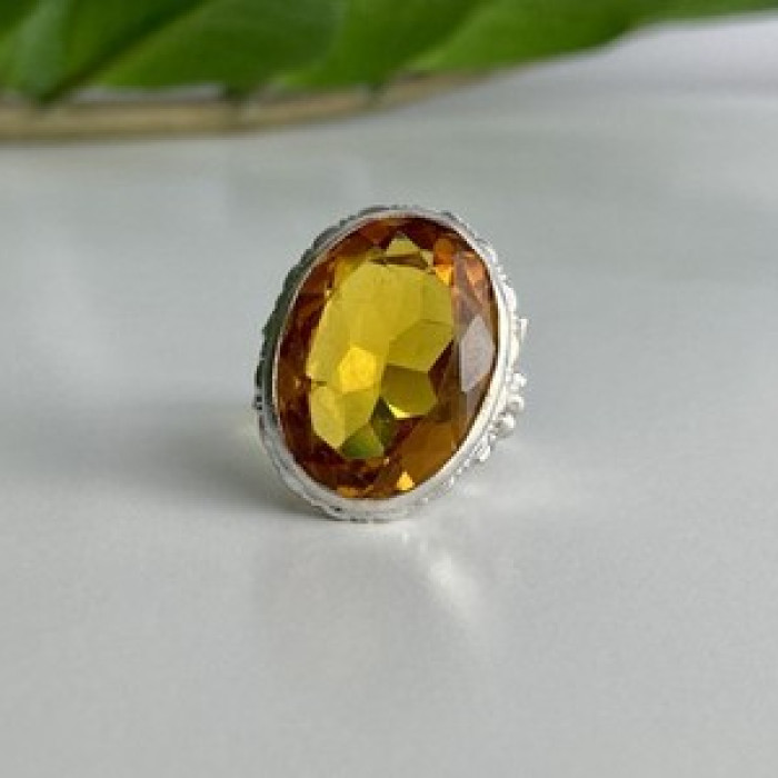 925 Sterling Silver Jewelry Glass Ring Size 6.5