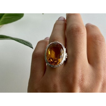 925 Sterling Silver Jewelry glass Ring Size 6.5