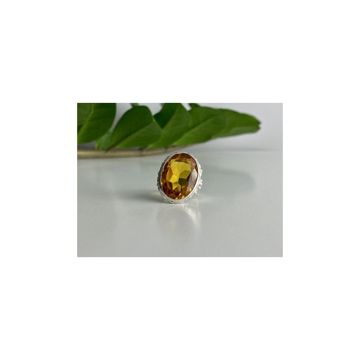 925 Sterling Silver Jewelry glass Ring Size 6.5