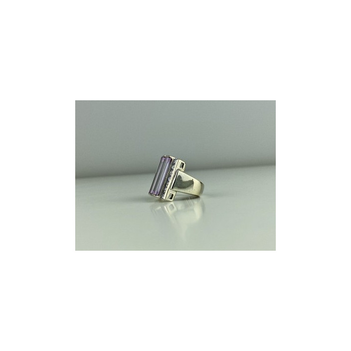 925 Sterling Silver Iolite & CZ Ring Size 7