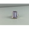 925 Sterling Silver Iolite & CZ Ring Size 7