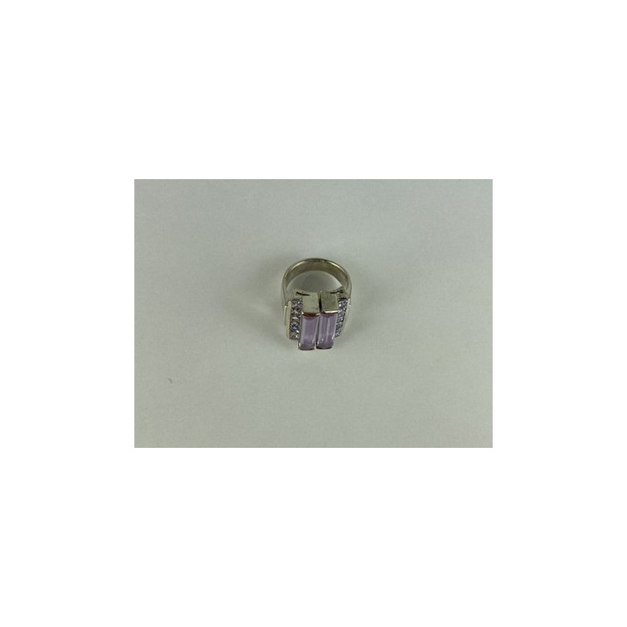 925 Sterling Silver Iolite & CZ Ring Size 7