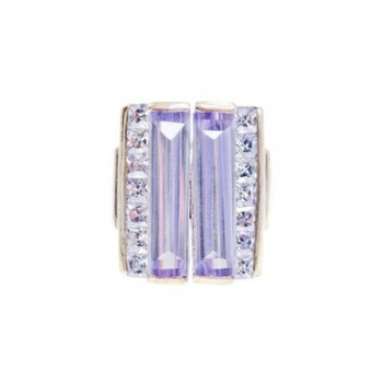 925 Sterling Silver Iolite & CZ Ring Size 7