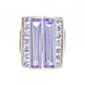 925 Sterling Silver Iolite & CZ Ring Size 7