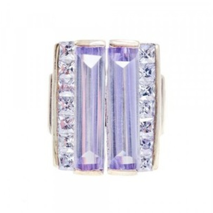 925 Sterling Silver Iolite & CZ Ring Size 7