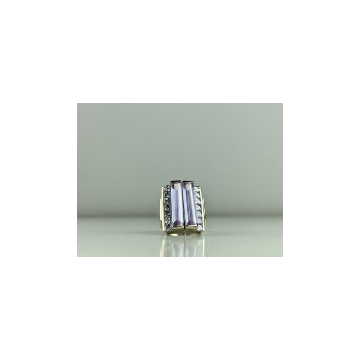 925 Sterling Silver Iolite & CZ Ring Size 7