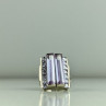 925 Sterling Silver Iolite & CZ Ring Size 7