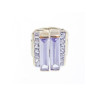 925 Sterling Silver Iolite & CZ Ring Size 7