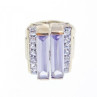 925 Sterling Silver Iolite & CZ Ring Size 7