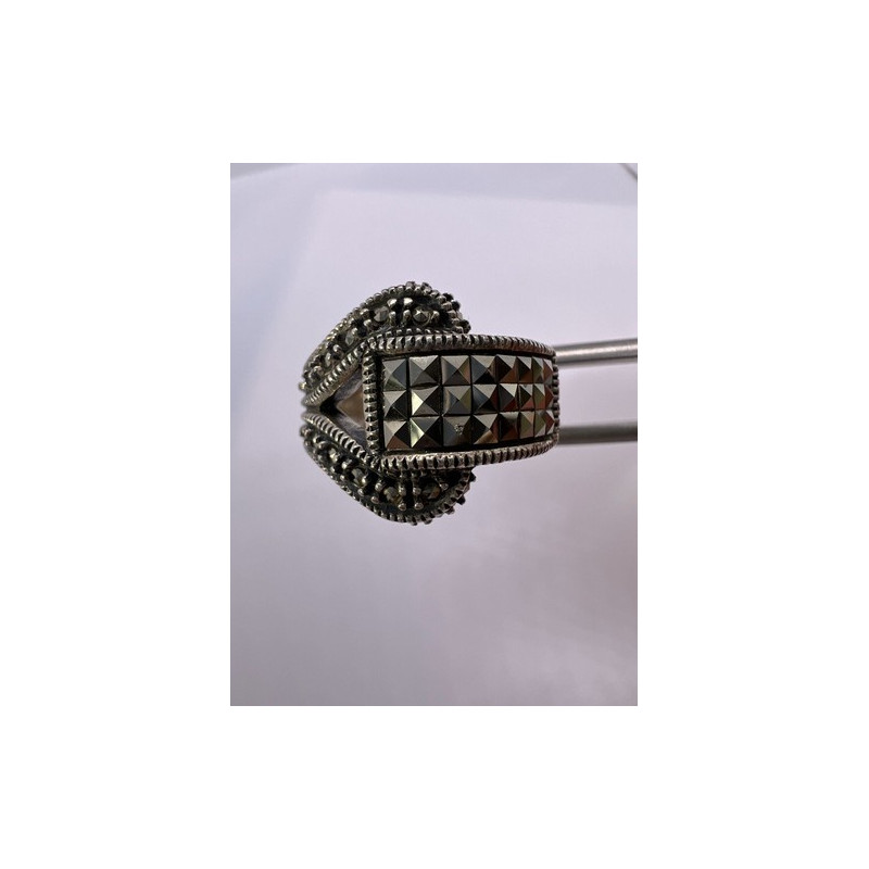 925 Sterling Silver Marcasite Ring Size 5.5