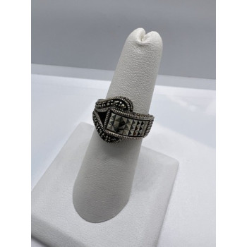 925 Sterling Silver Marcasite Ring Size 5.5