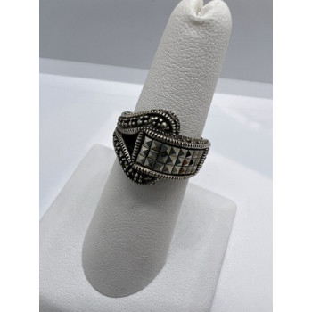 925 Sterling Silver Marcasite Ring Size 5.5
