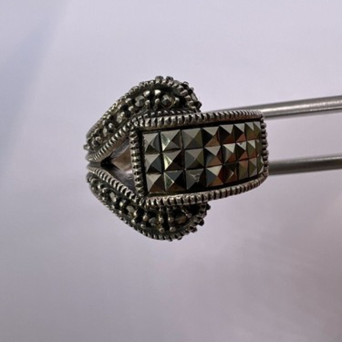 925 Sterling Silver Marcasite Ring Size 5.5