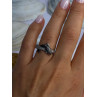 925 Sterling Silver Dolphin Diamond Ring Size 7