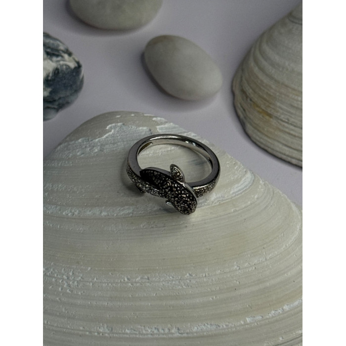 925 Sterling Silver Dolphin Diamond Ring Size 7