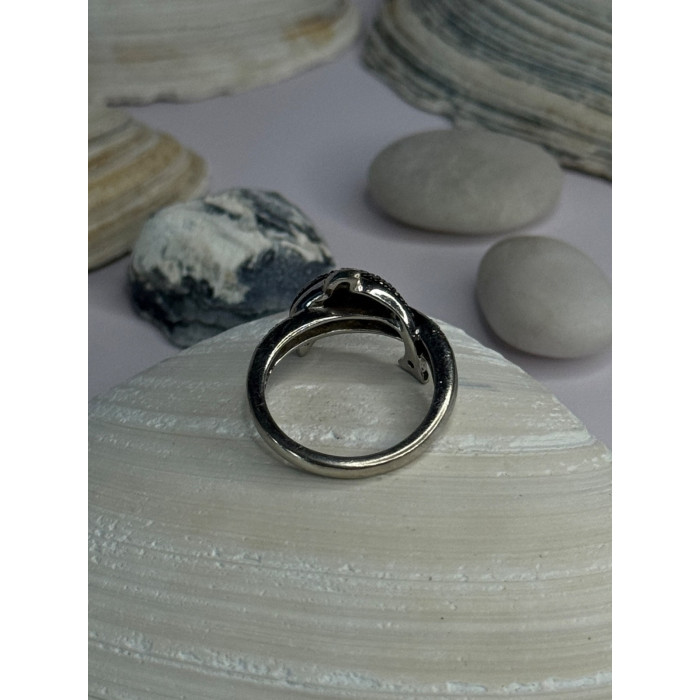 925 Sterling Silver Dolphin Diamond Ring Size 7