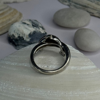925 Sterling Silver Dolphin Diamond Ring Size 7