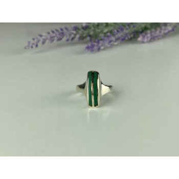 925 Sterling Silver Malachite Ring Size 5.5