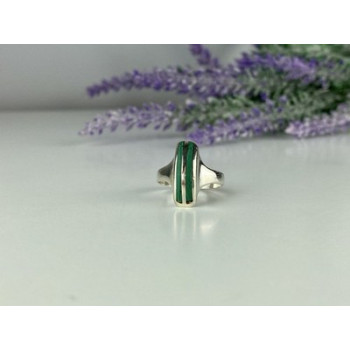 925 Sterling Silver Malachite Ring Size 5.5