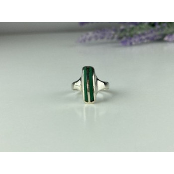 925 Sterling Silver Malachite Ring Size 5.5