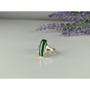 925 Sterling Silver Malachite Ring Size 5.5