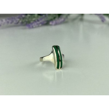 925 Sterling Silver Malachite Ring Size 5.5