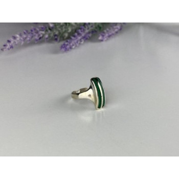 925 Sterling Silver Malachite Ring Size 5.5