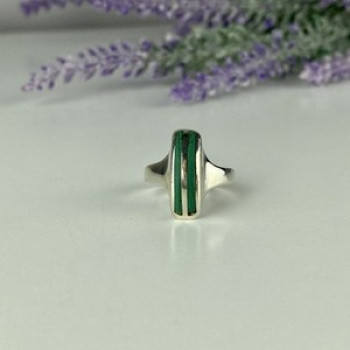925 Sterling Silver Malachite Ring Size 5.5