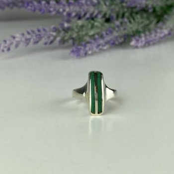 925 Sterling Silver Malachite Ring Size 5.5